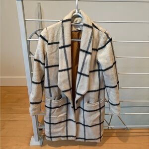 Elevenses Cream and Black Plaid Teddy Jacket